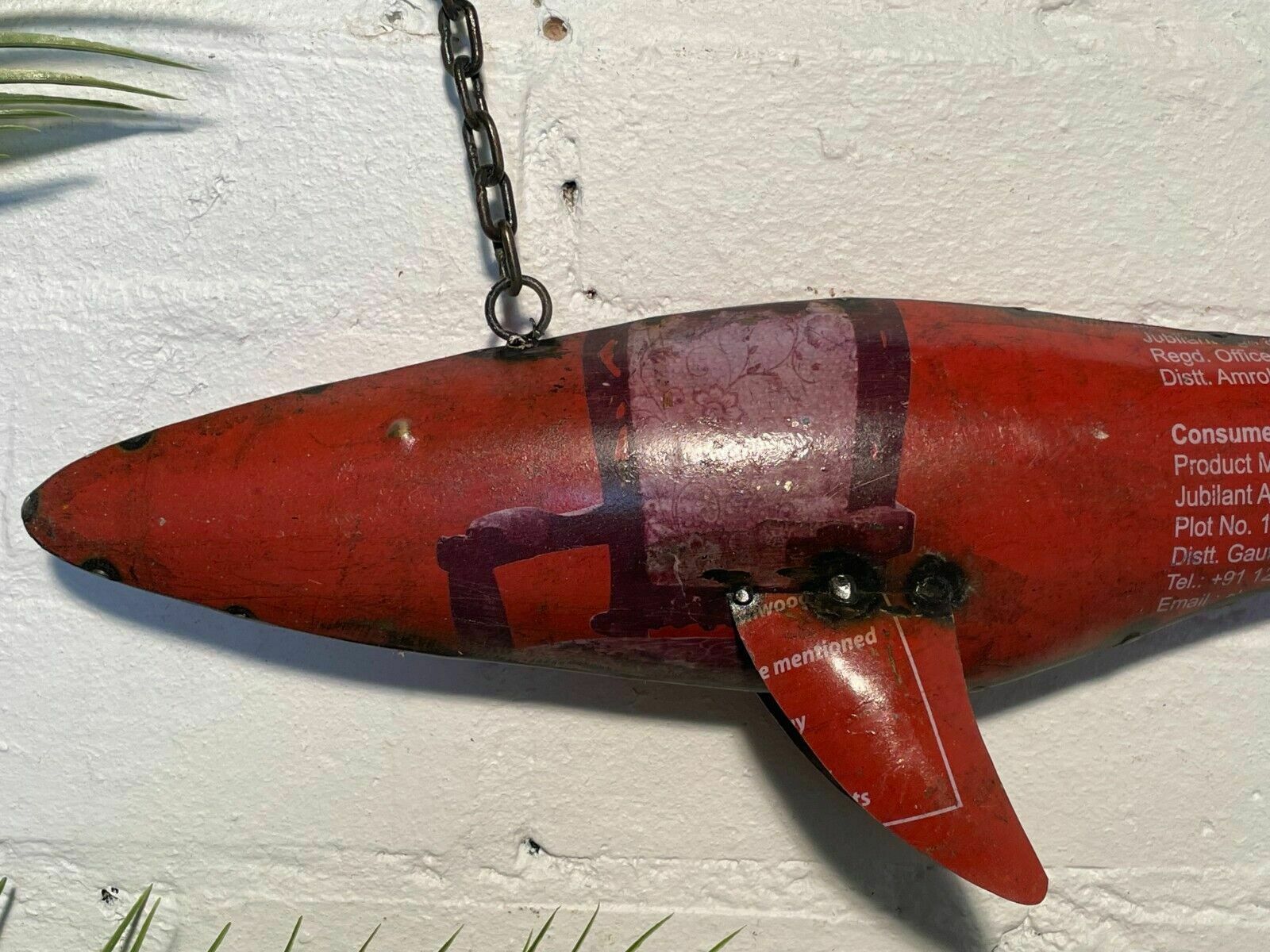 Reclaimed Recycled Hanging Tin Metal Fish Sculpture Ornament Home Garden photo furniture