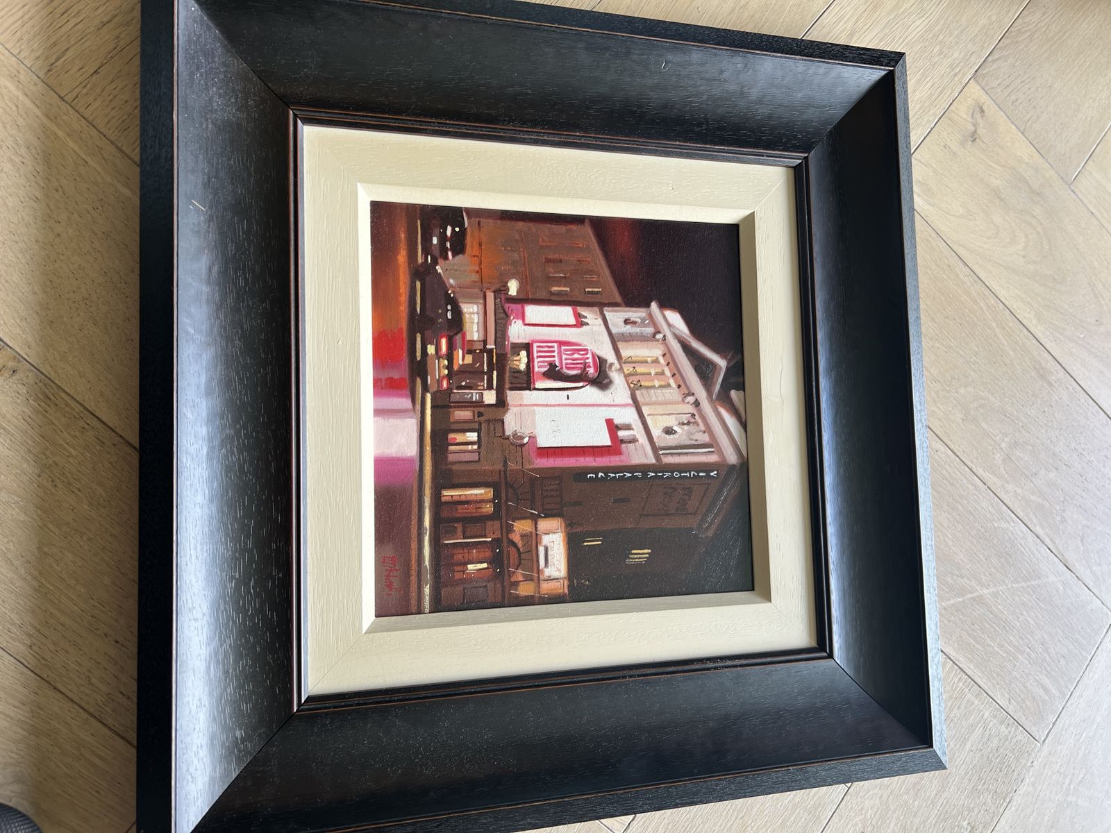Signed Michael Ashscroft Oil Painting Of Victoria Palace Theatre, 'Billy Elliot' In Black Wood Frame