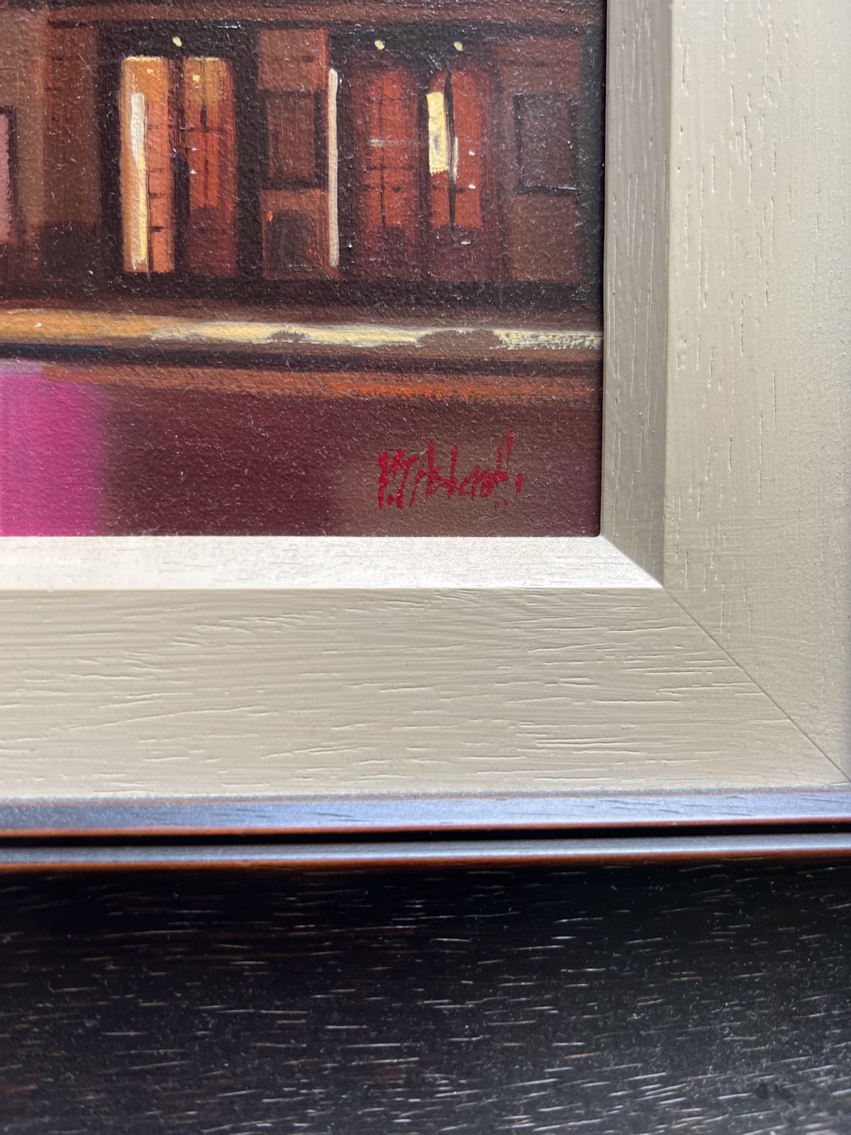 Signed Michael Ashscroft Oil Painting Of Victoria Palace Theatre, 'Billy Elliot' In Black Wood Frame photo Art