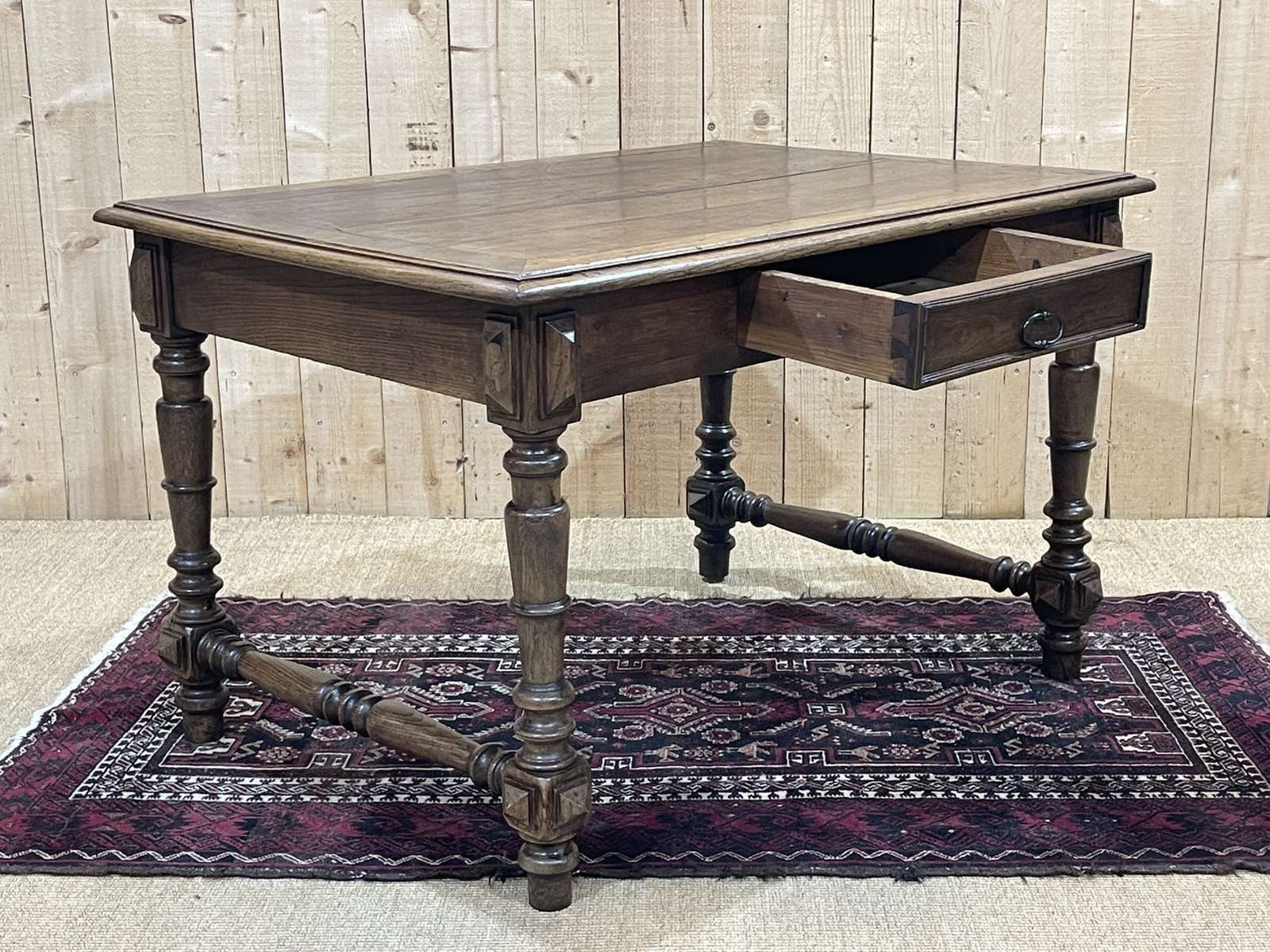 Oak Desk With One Drawer, Made In The 1930s photo vintage