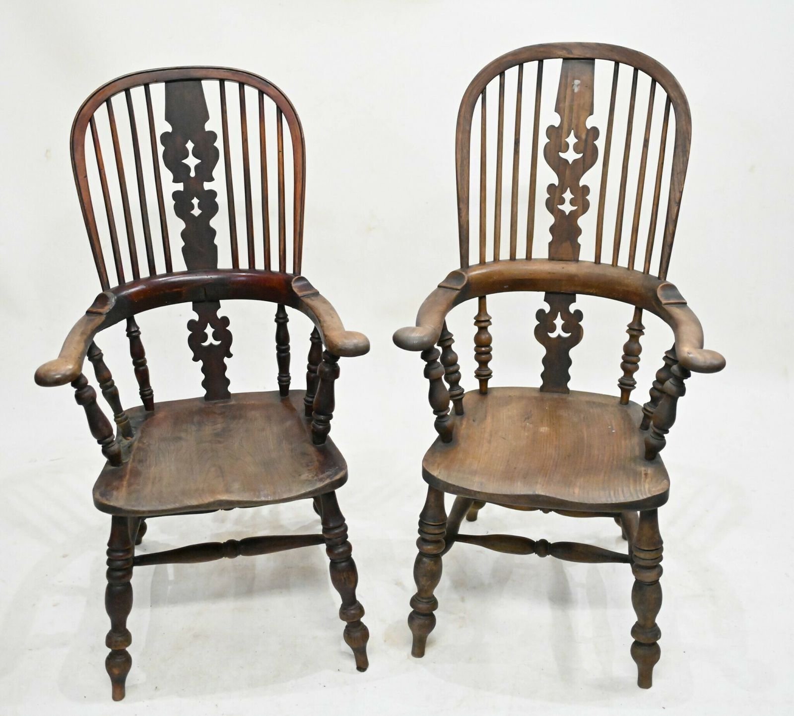 Pair Windsor Arm Chairs Oak His And Hers 1860 photo furniture