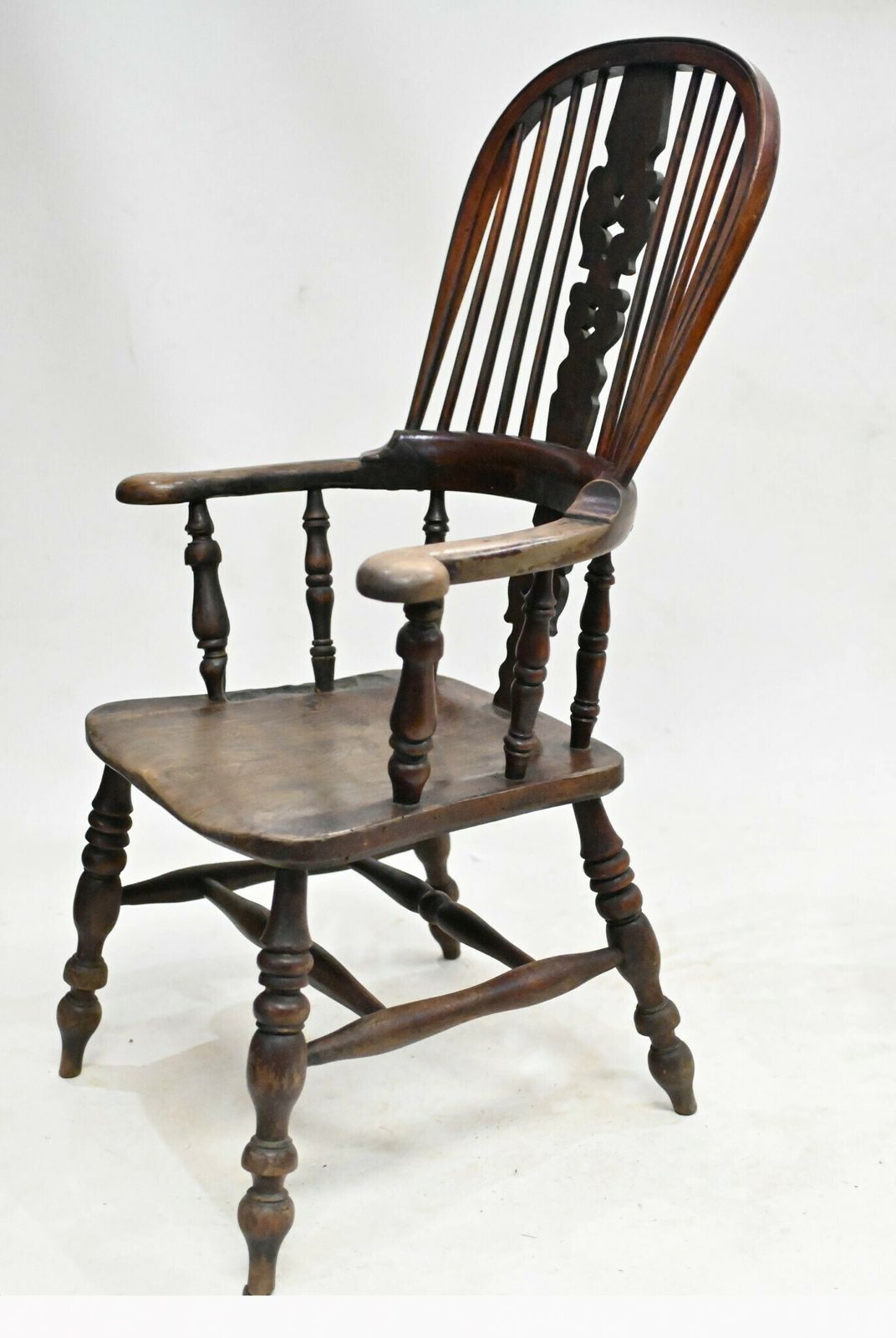 Pair Windsor Arm Chairs Oak His And Hers 1860 photo vintage