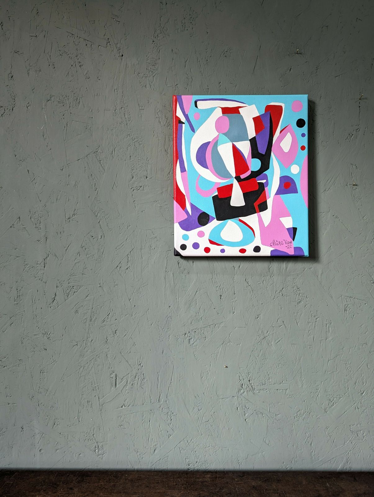 Contemporary Abstract Oil Painting, Morning Blues, Unframed photo furniture