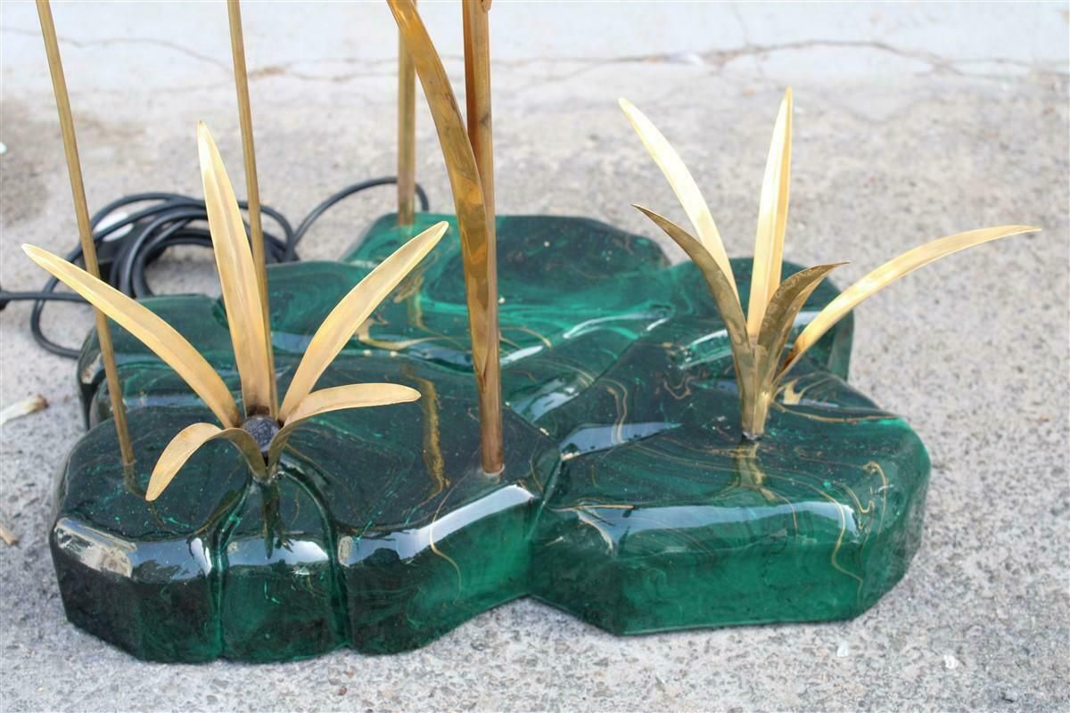 Duck Floor Lamp In Flight In Its Lake Malachite Brass Design Italian 1970s photo 2986.0
