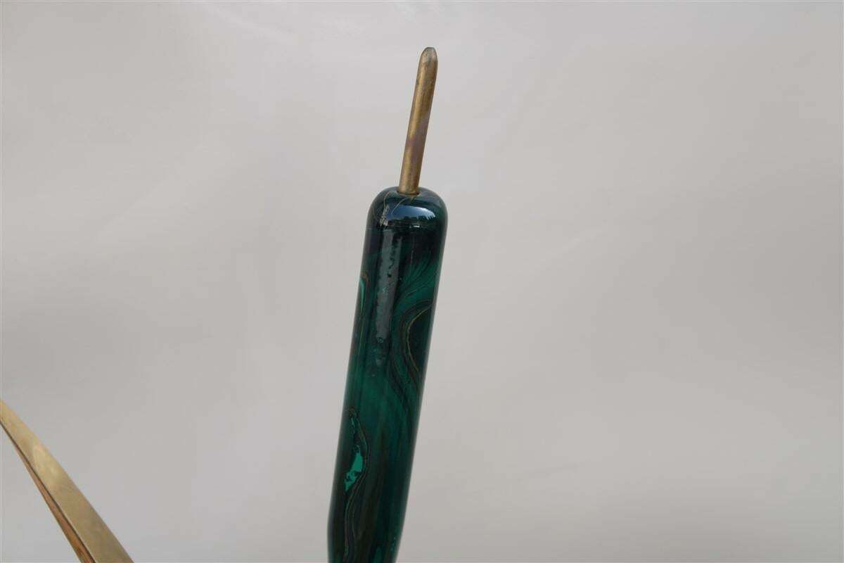 Duck Floor Lamp In Flight In Its Lake Malachite Brass Design Italian 1970s photo vintage
