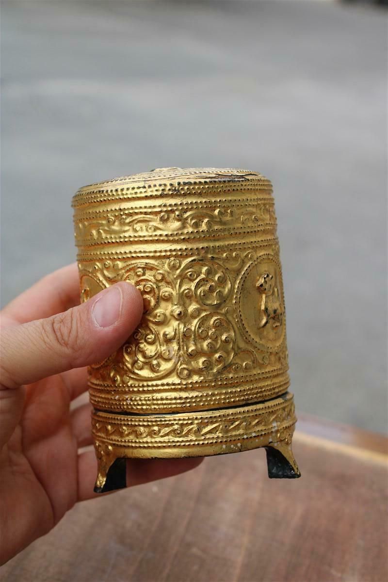 photo for sale Chinese Lacquer Tobacco Box With 24 Carat Pure Gold Decorations 1940s