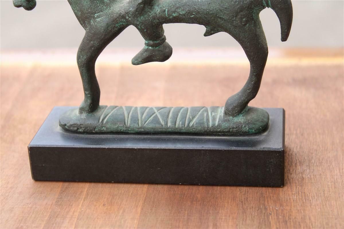 Mid Century Bronze Italian Sculpture With Black Marble Warrior On Horseback £702.09 photo 843.0