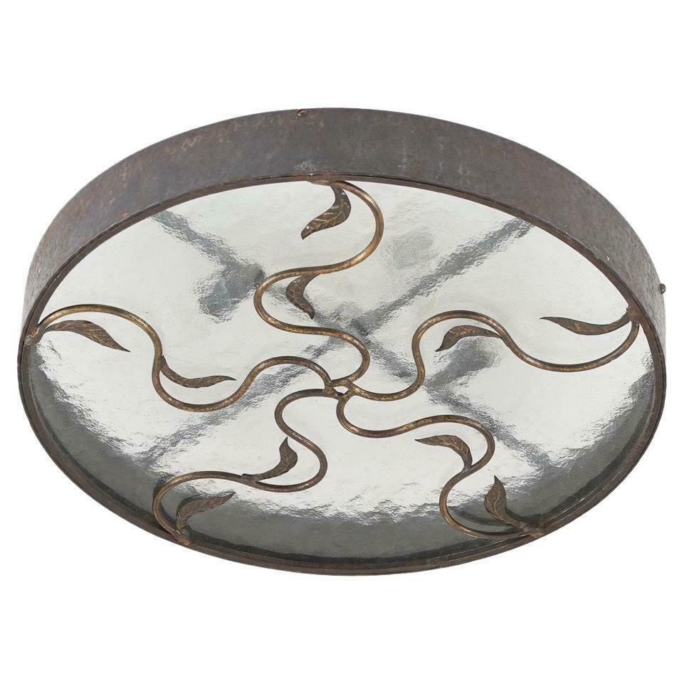 Swedish Modern Flush Mount In Metal Glass