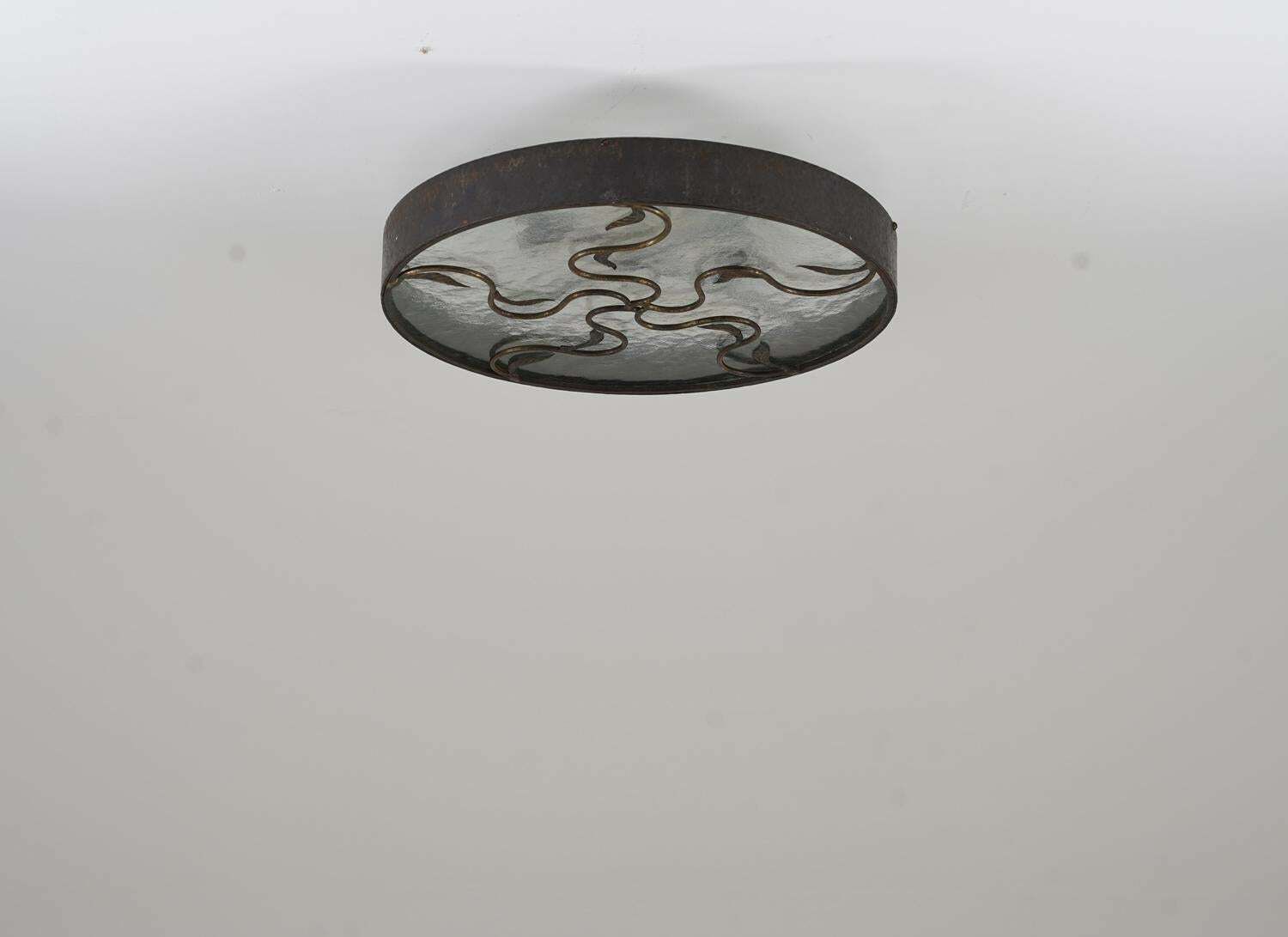 Swedish Modern Flush Mount In Metal Glass photo furniture