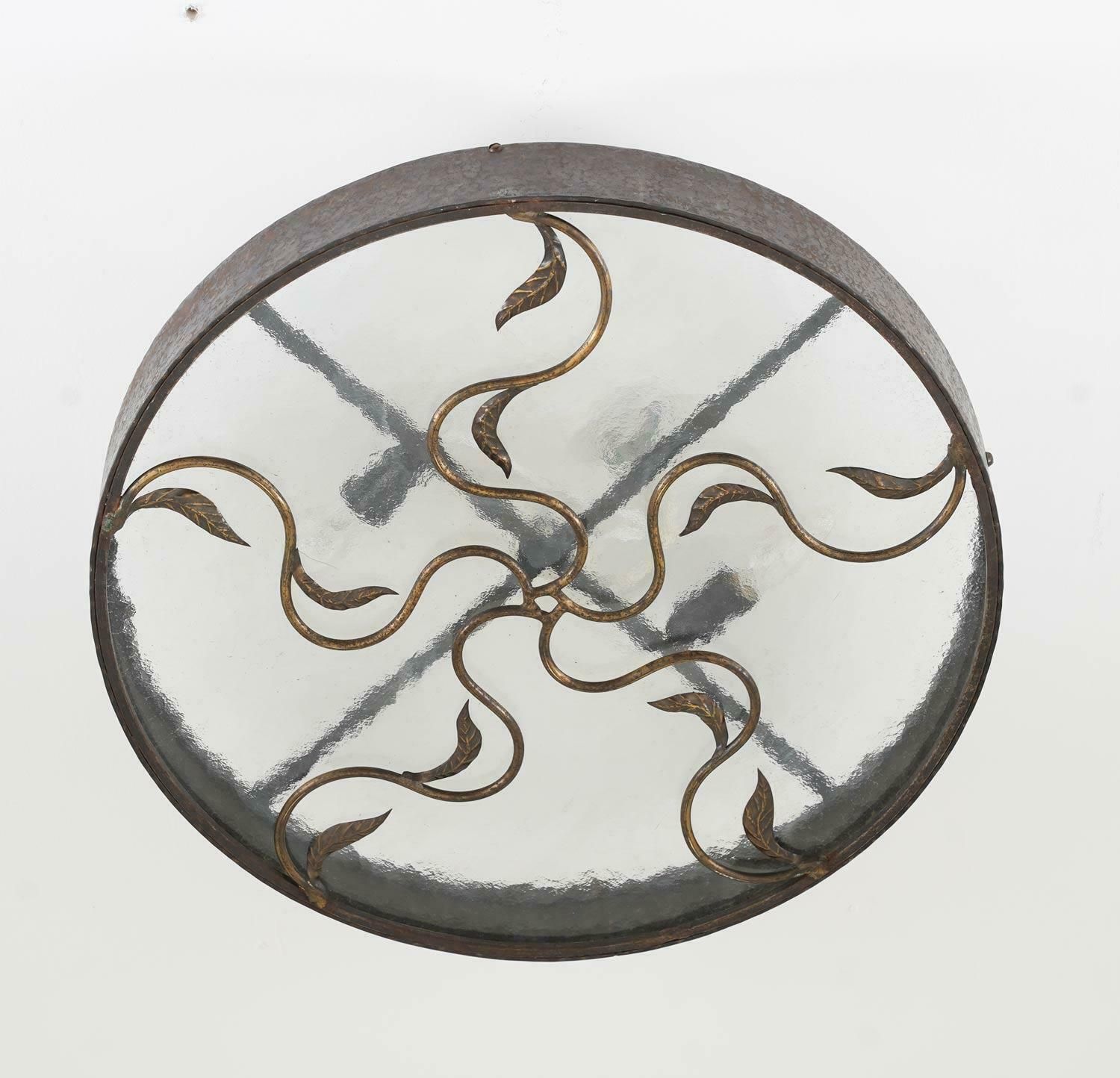 Swedish Modern Flush Mount In Metal Glass photo Lighting