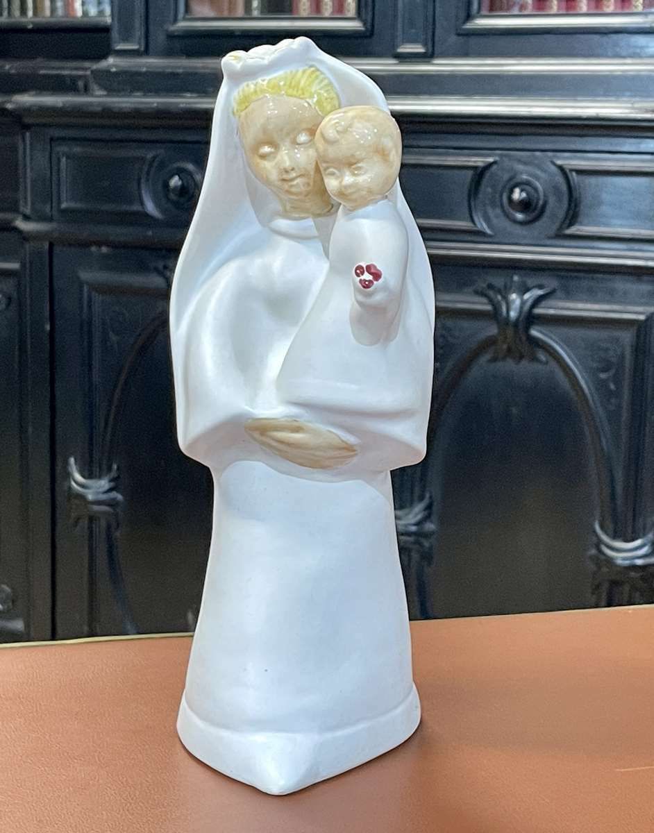 photo buy Quimper Earthenware Virgin And Child With Ivory Background By Bel Delecourt (1915   2017)