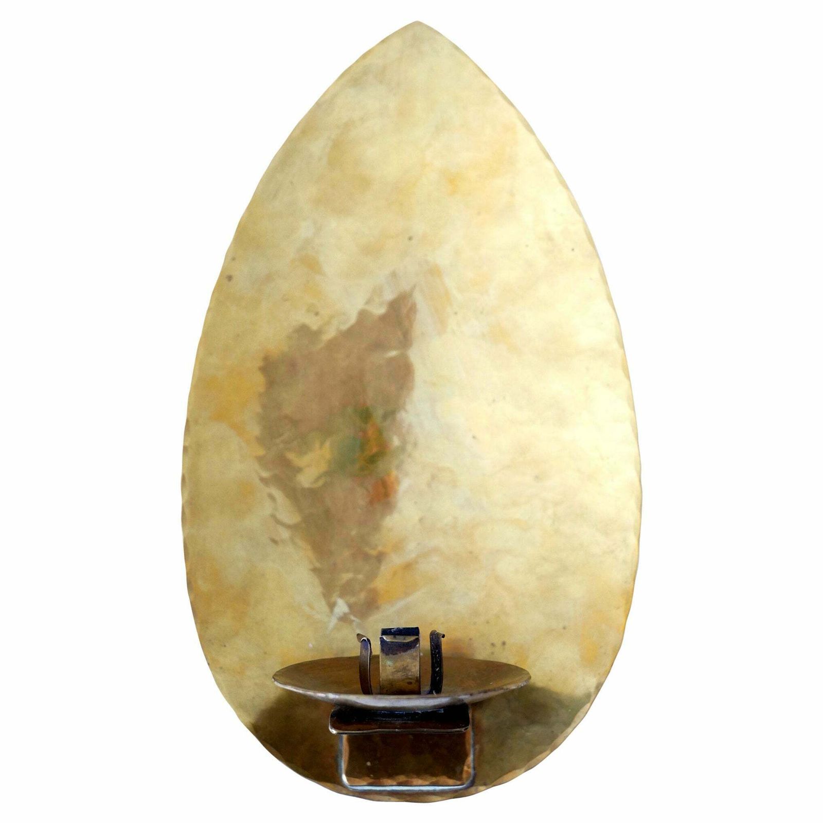 Elegant Hammered Brass Bauhaus Candle Sconce 1930s Germany