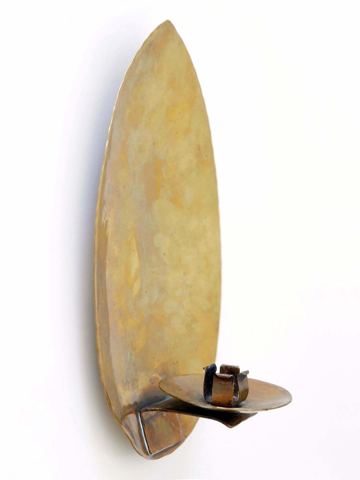 Elegant Hammered Brass Bauhaus Candle Sconce 1930s Germany photo Home Decor