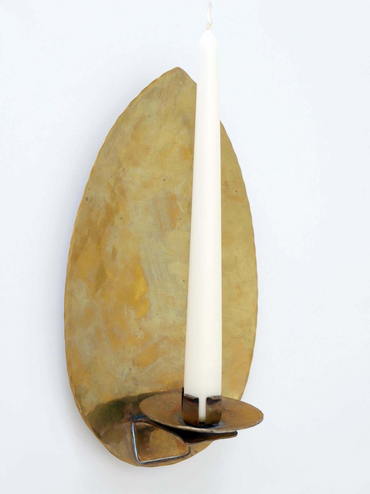 Home Decor Elegant Hammered Brass Bauhaus Candle Sconce 1930s Germany photo