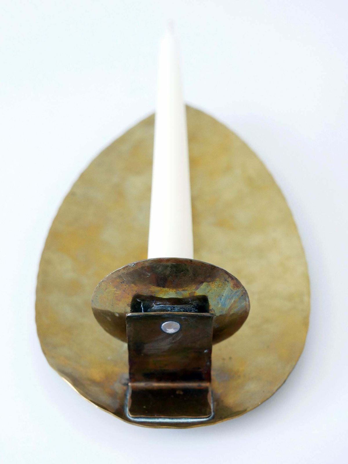 photo buy Elegant Hammered Brass Bauhaus Candle Sconce 1930s Germany