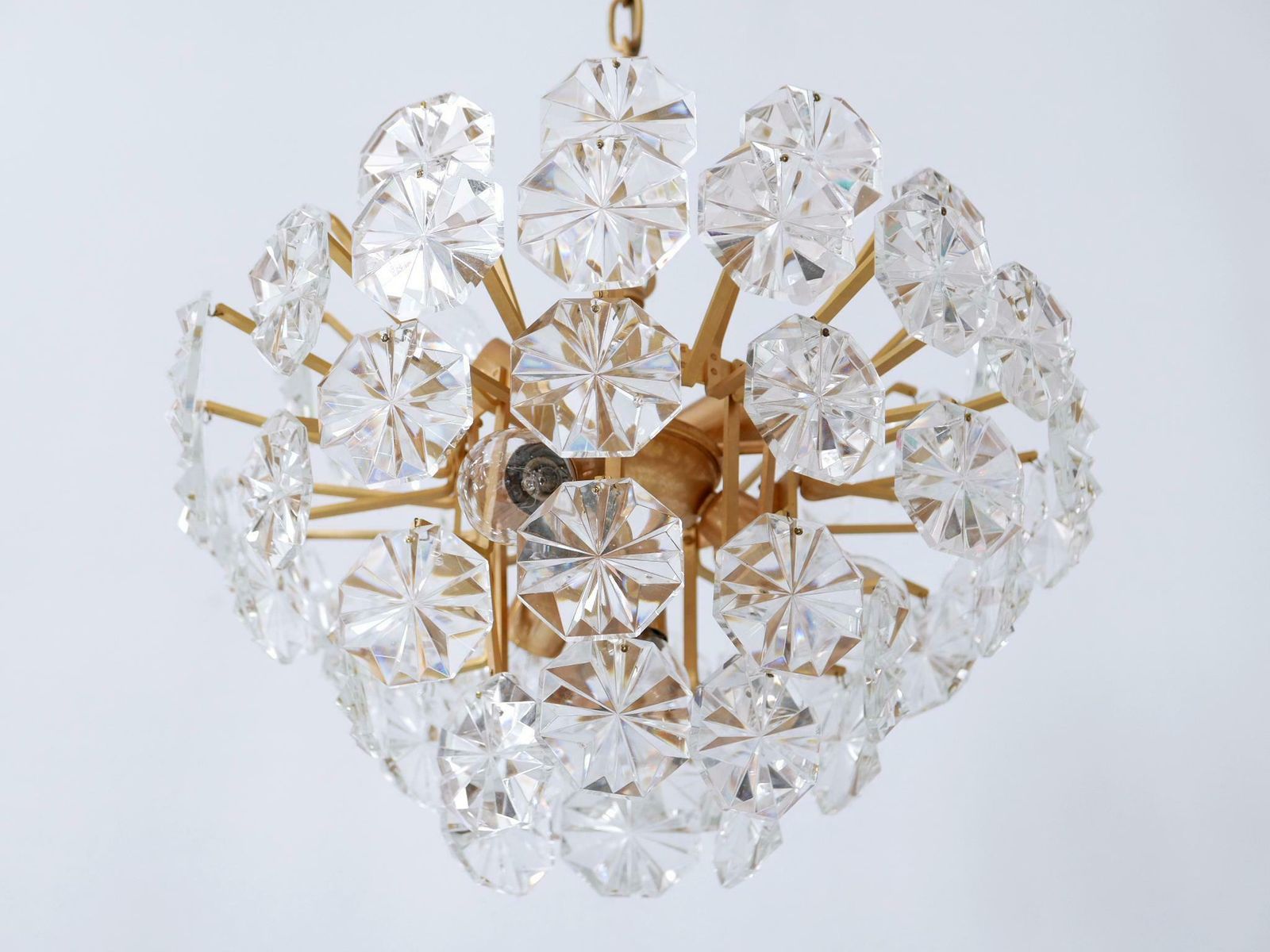 Lighting Elegant Mid Century Modern Crystal Chandelier By Christoph Palme Germany 1970s photo