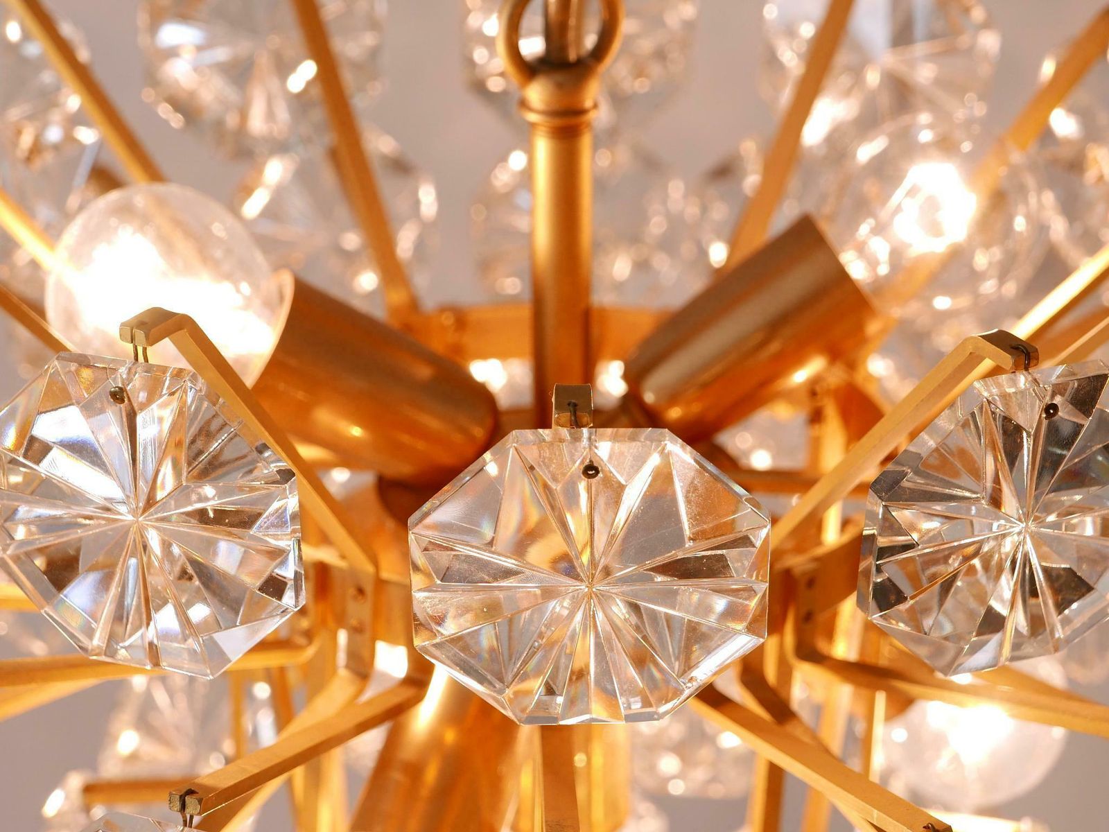 photo vintage Elegant Mid Century Modern Crystal Chandelier By Christoph Palme Germany 1970s