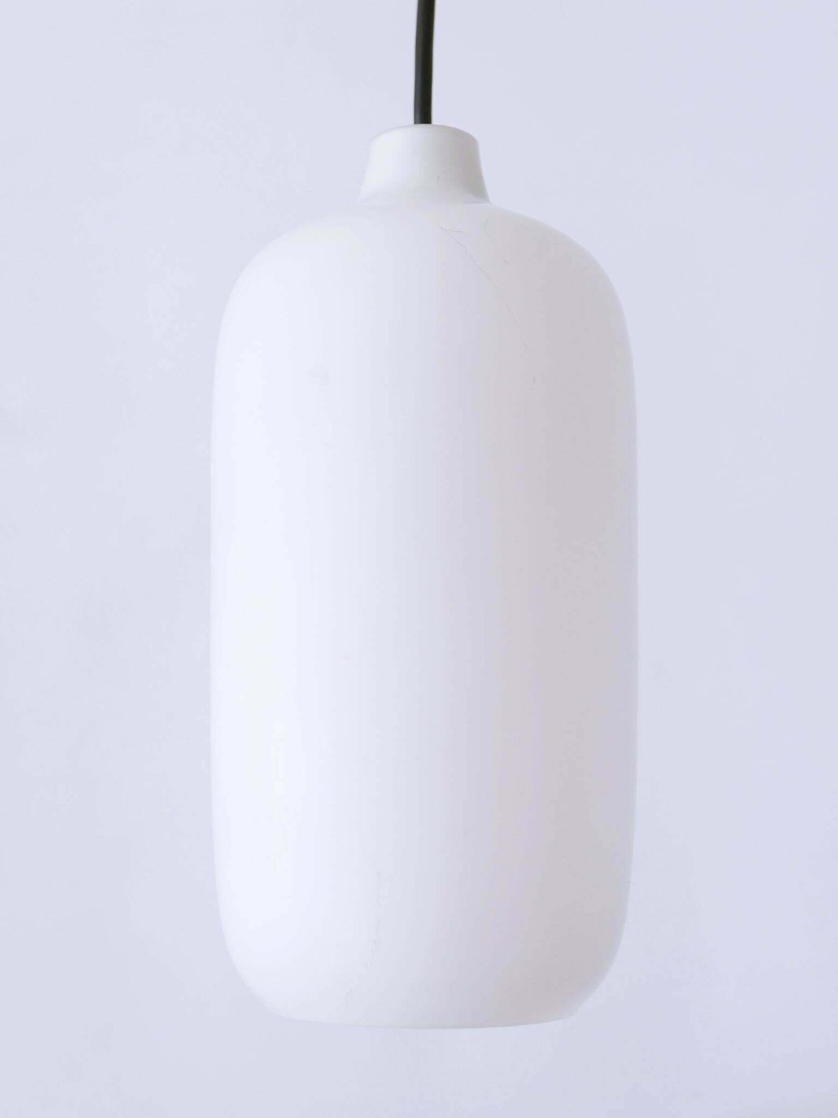 photo for sale Set Of Two Elegant Scandinavian Opaline Glass Pendant Lamps 1960s