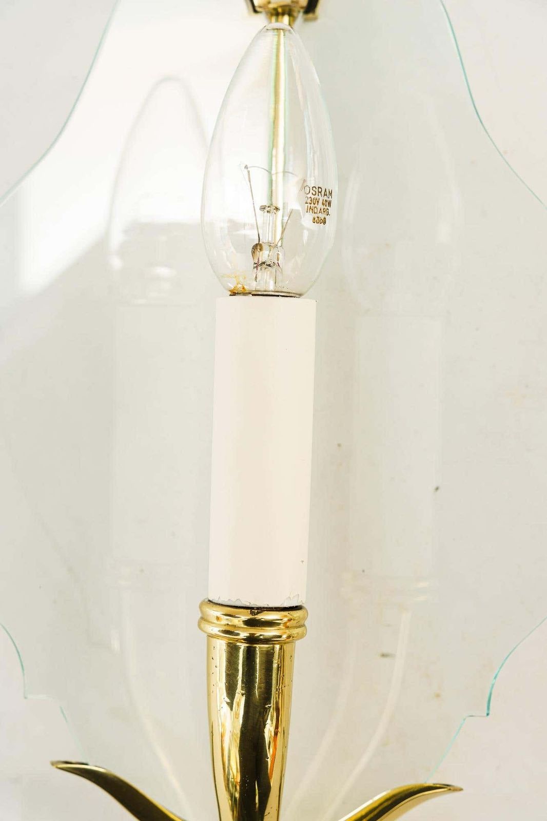 2 Rare Wall Lamps With Original Glass Shades Vienna Around 1950s photo 782.0
