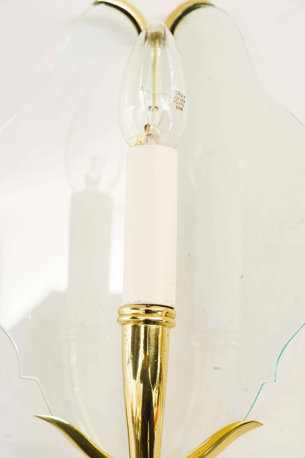 2 Rare Wall Lamps With Original Glass Shades Vienna Around 1950s photo buy