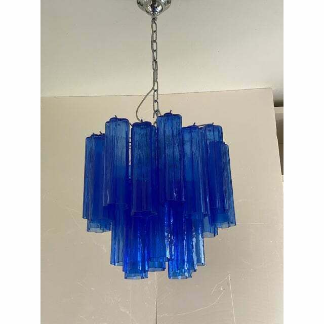 Contemporary Blue "Tronchi" Murano Glass Sputnik Chandelier photo Lighting