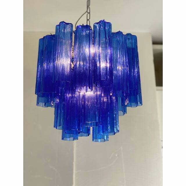 Contemporary Blue "Tronchi" Murano Glass Sputnik Chandelier