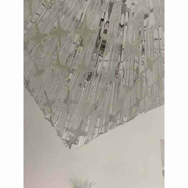 Murano Glass Sputnik Chandelier Transparent Mazzega Style, Lot Of 2 Or A Pair Of Chandeliers photo Lighting