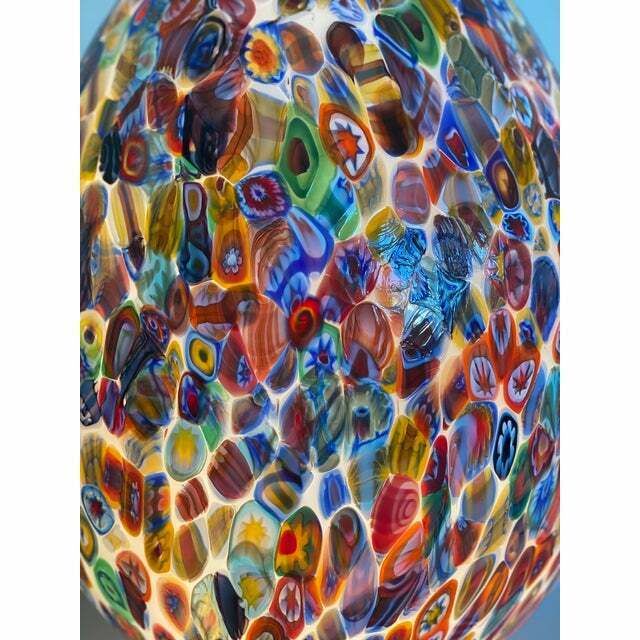 Contemporary Floral Multicolor Murano Style Glass Egg Table Lamp, Lot Of 2 Or A Pair Of Chandeliers photo vinterior