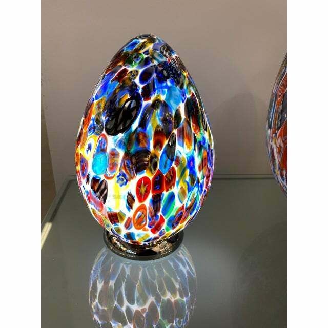 Contemporary Murano Glass Style Venetian Multicolored Millefiori Murrine Table Lamp, Lot Of 2 Or A Pair Of Chandeliers photo 1800.0