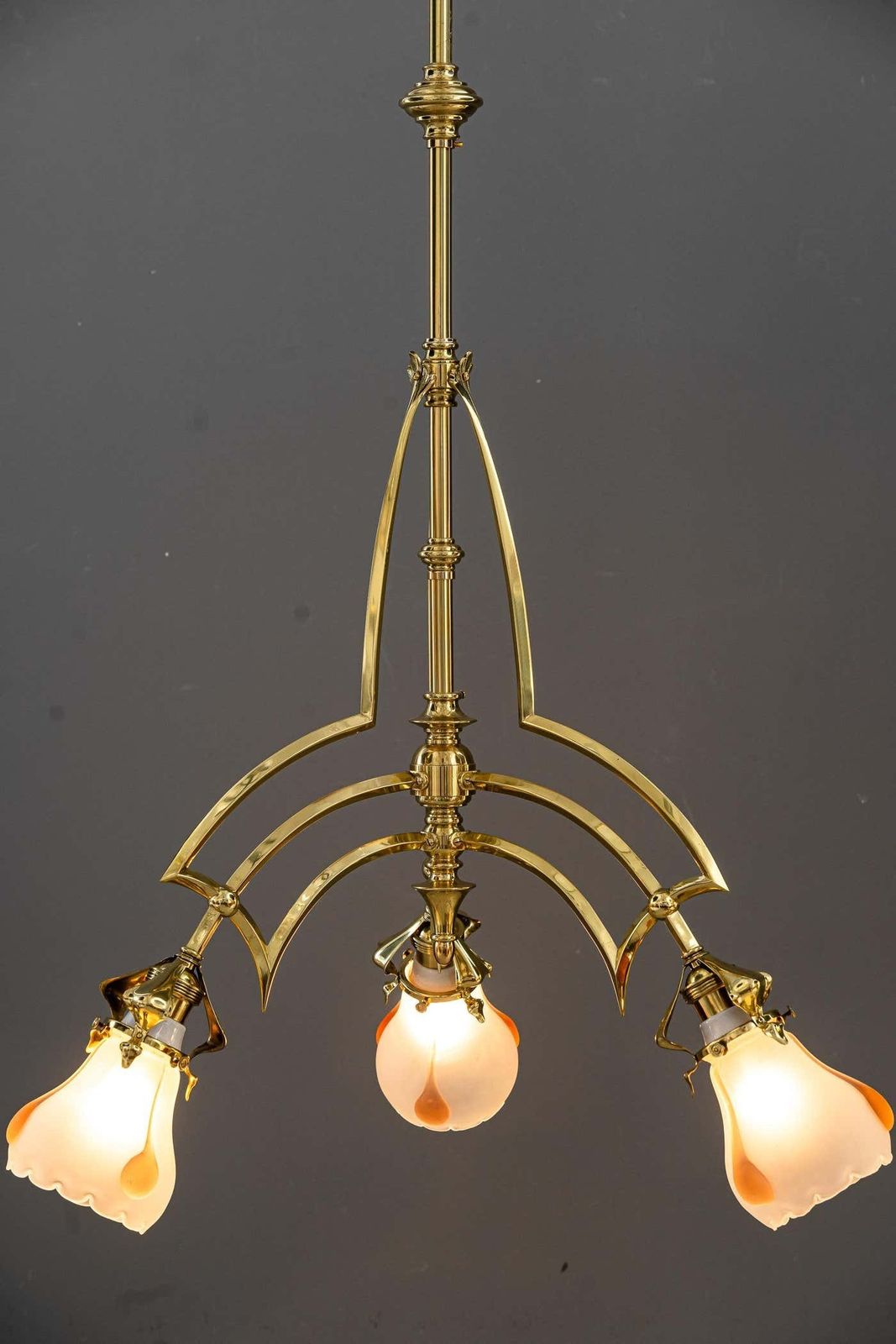 Lighting Art Deco Chandelier Vienna With Glass Shades Around 1920s photo