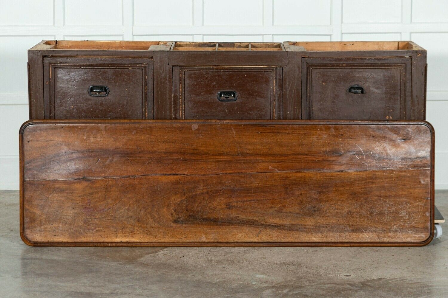 Large 19thc French Mahogany & Pine Painted Counter Drawers photo vinterior