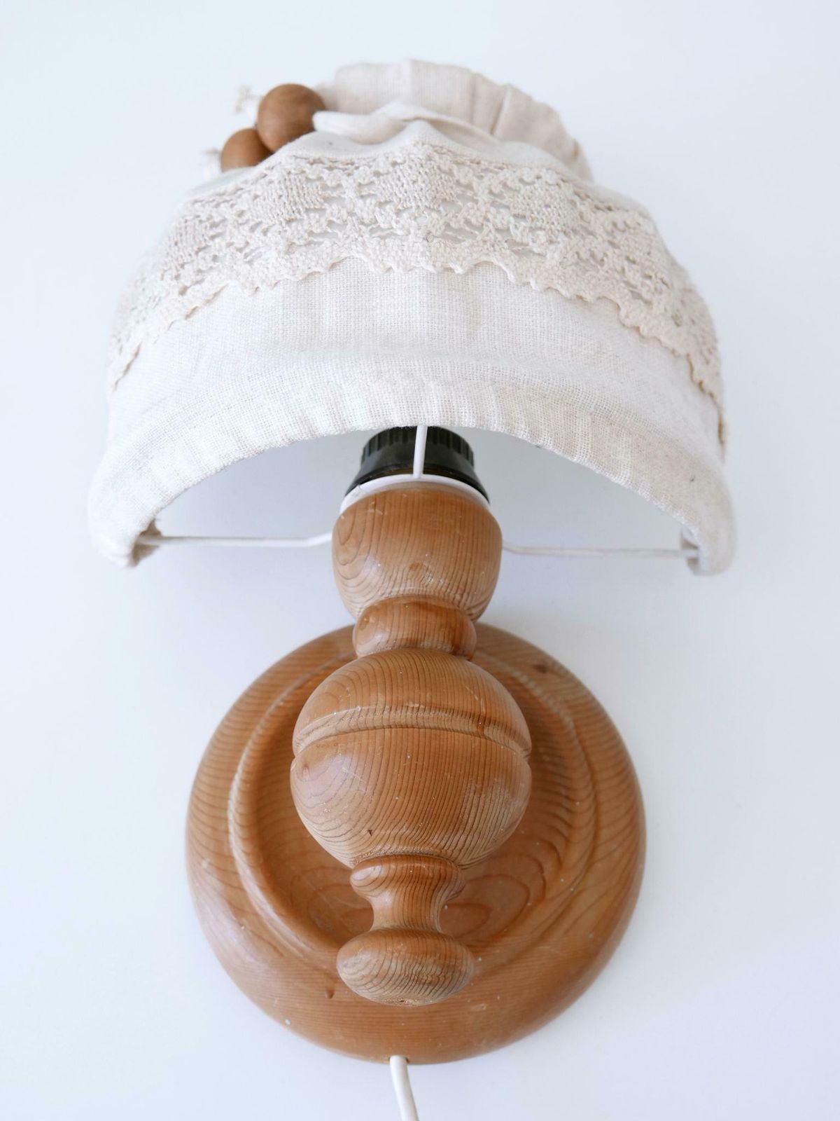 Set Of Three Mid Century Modern Pine Rustic Sconces Or Wall Lamps Sweden 1960s photo vintage