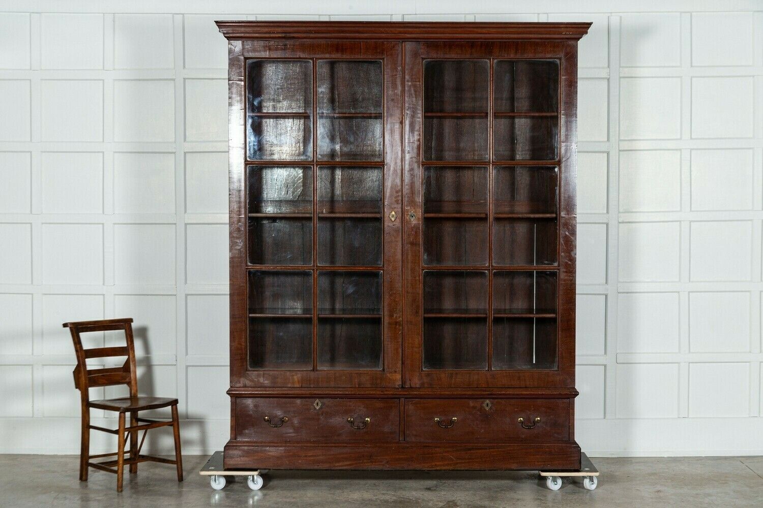 Large 19thc English Mahogany Glazed Bookcase photo Furniture