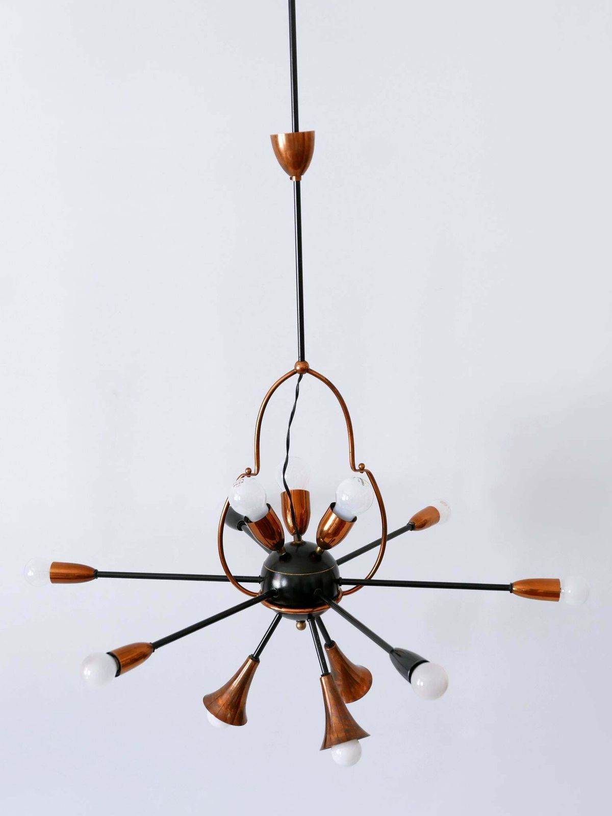 Exceptional Twelve Flamed Sputnik Chandelier Or Pendant Lamp Austria 1950s photo 7776.0