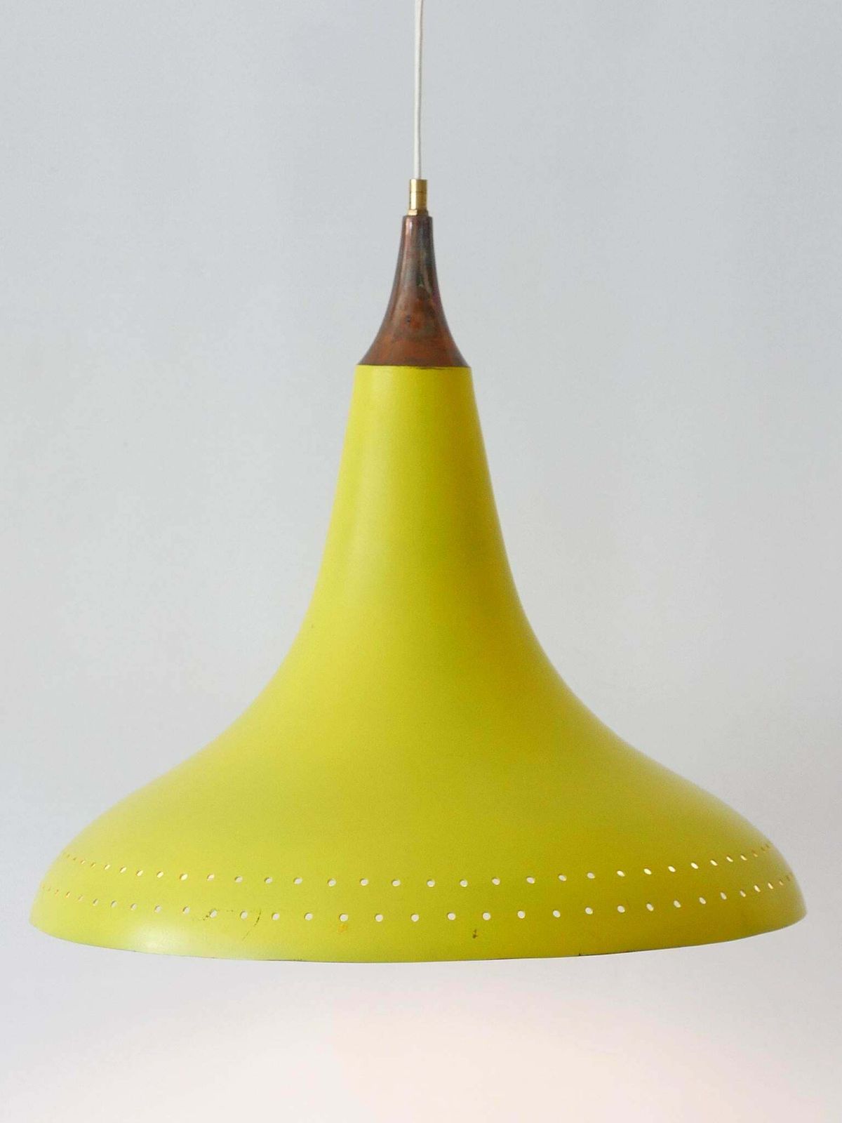 Elegant Mid Century Modern Perforated Aluminium Pendant Lamp Austria 1960s photo for sale