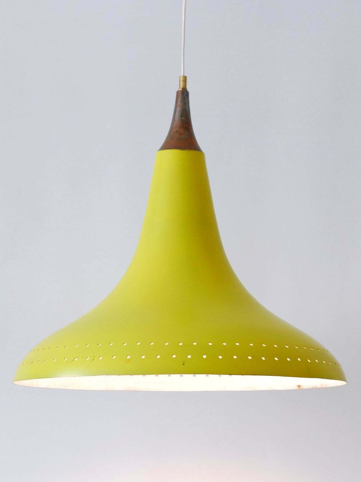photo for sale Elegant Mid Century Modern Perforated Aluminium Pendant Lamp Austria 1960s