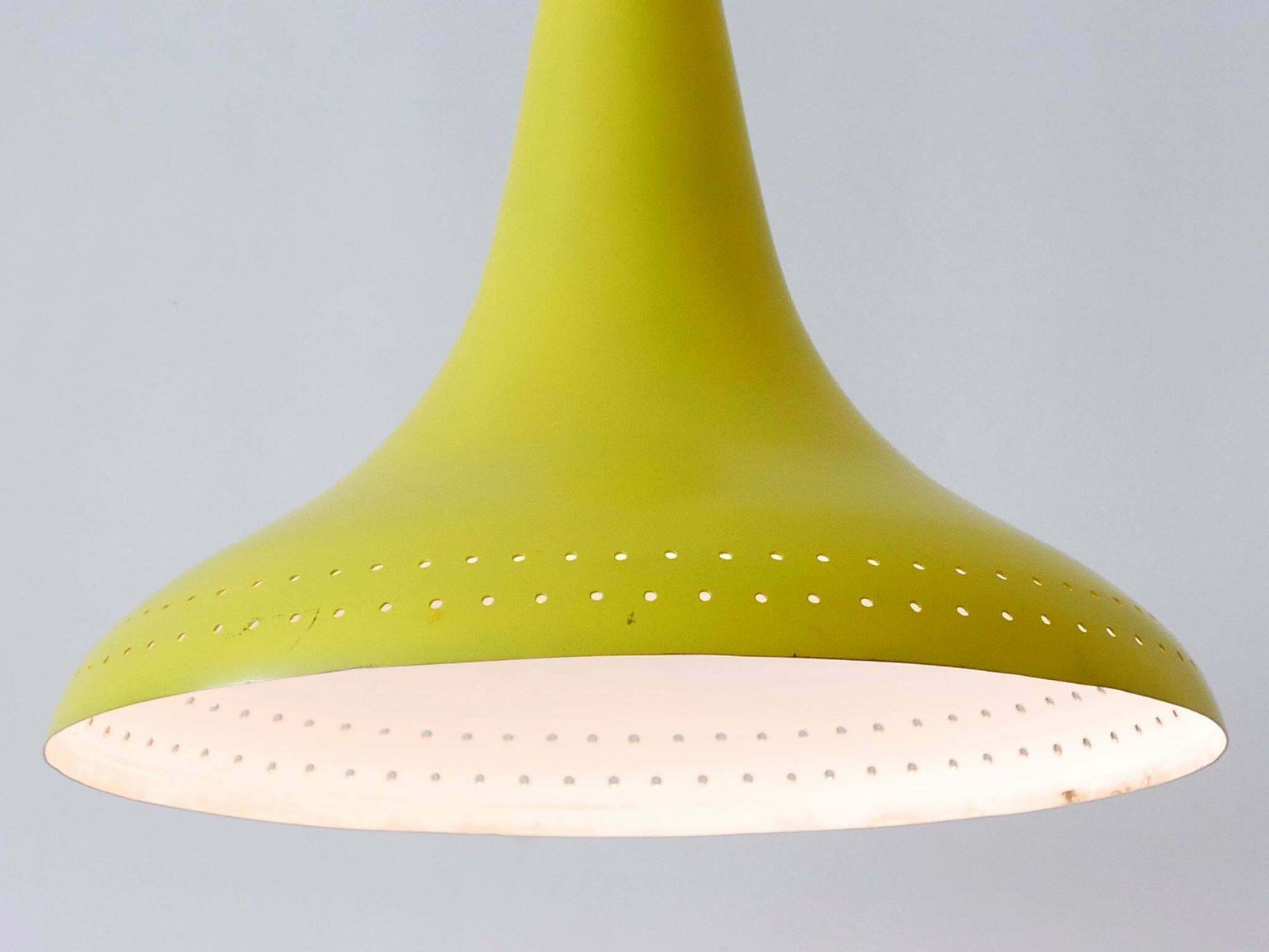 photo buy Elegant Mid Century Modern Perforated Aluminium Pendant Lamp Austria 1960s