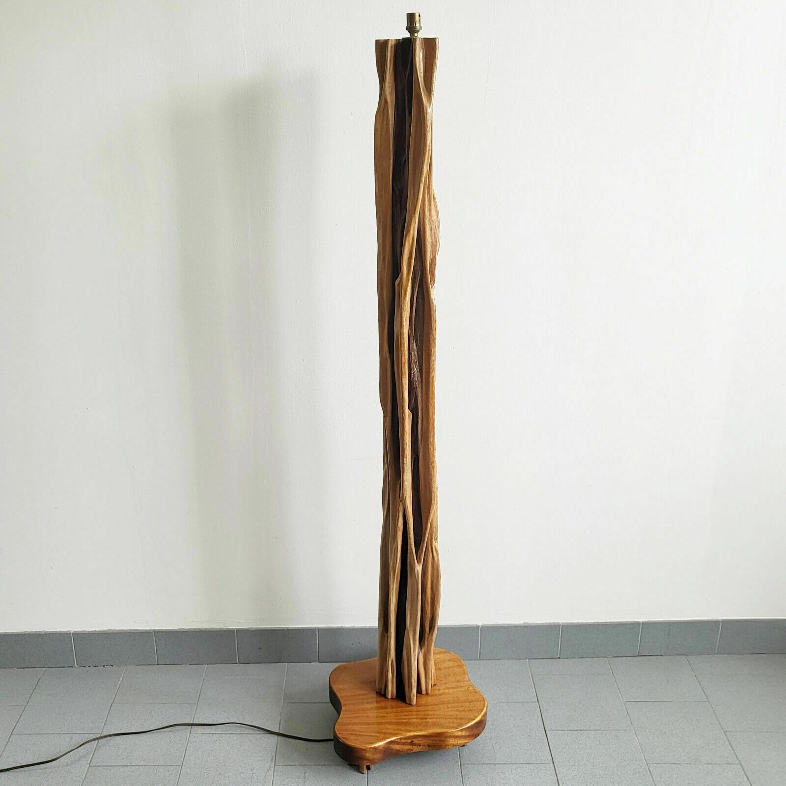 Vintage Floor Lamp 1950 Organic Plant Sculpture Driftwood & Mahogany 50s