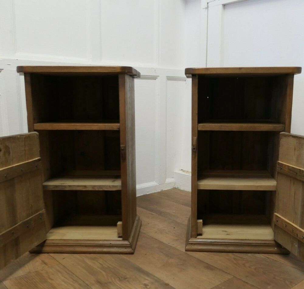 A Pair Of Rustic Pine Bedside Cupboards, Night Tables photo for sale