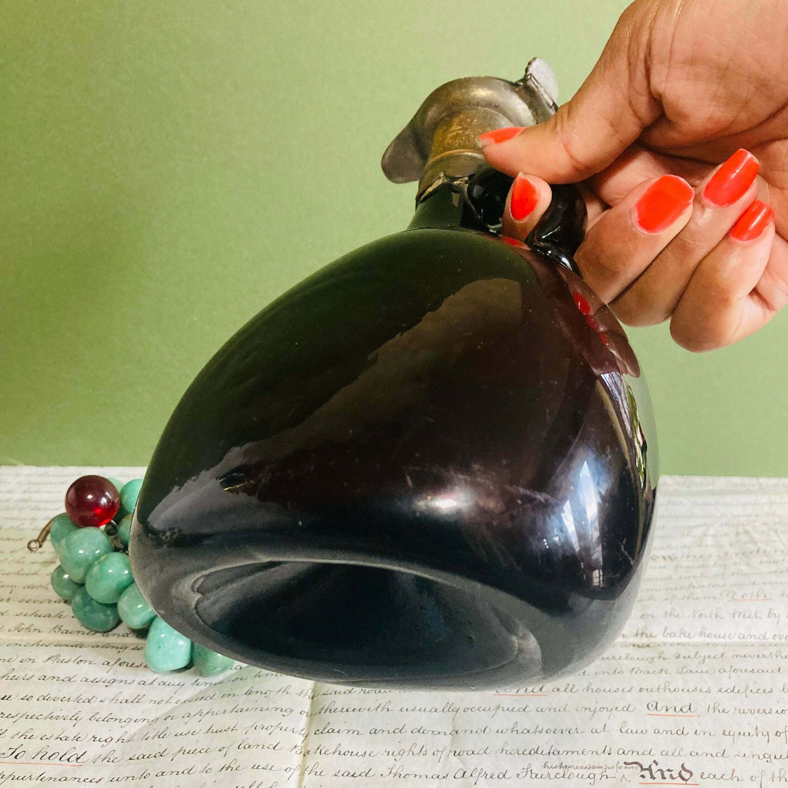 Antique Glass Flagon Decanter Bottle photo Home Decor