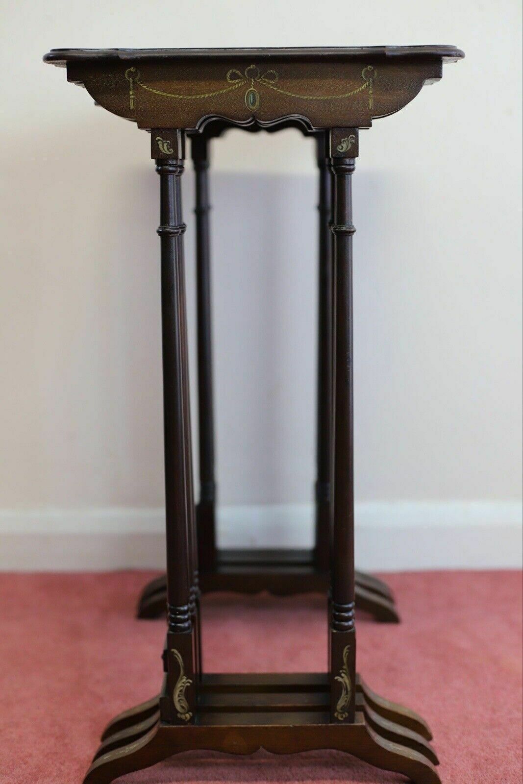 Fine Set Of Three Victorian Mahogany Hand Painted Nest Of Tables photo 1950.0