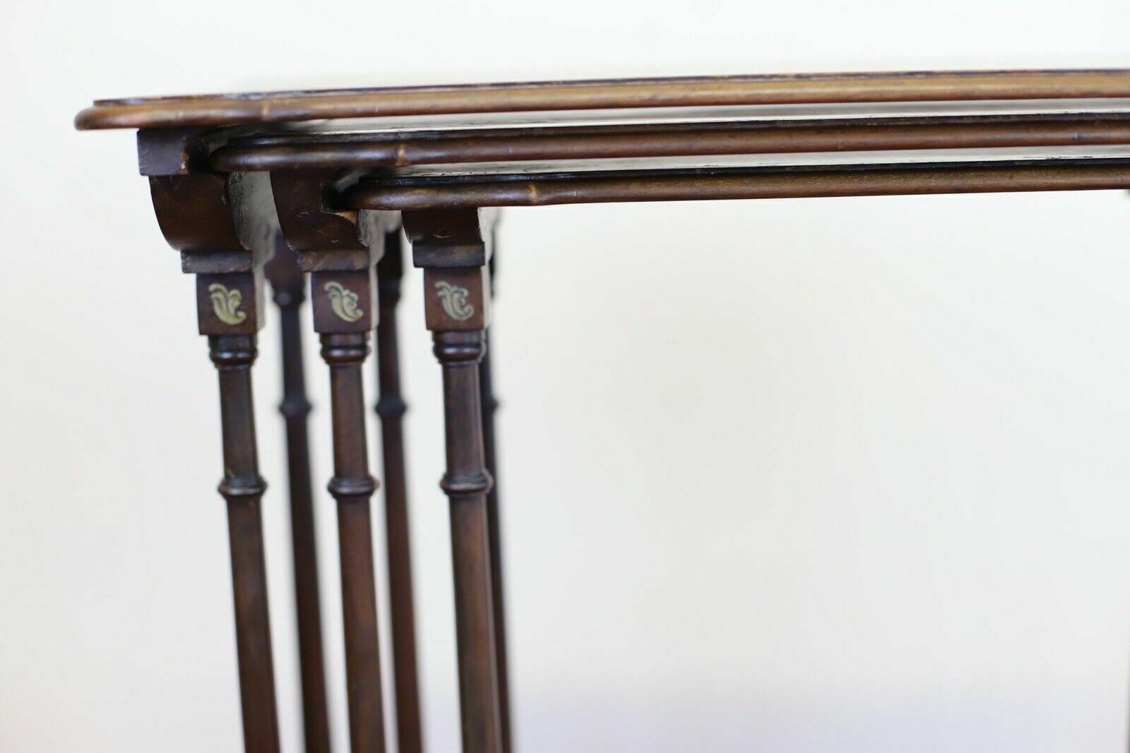 photo for sale Fine Set Of Three Victorian Mahogany Hand Painted Nest Of Tables