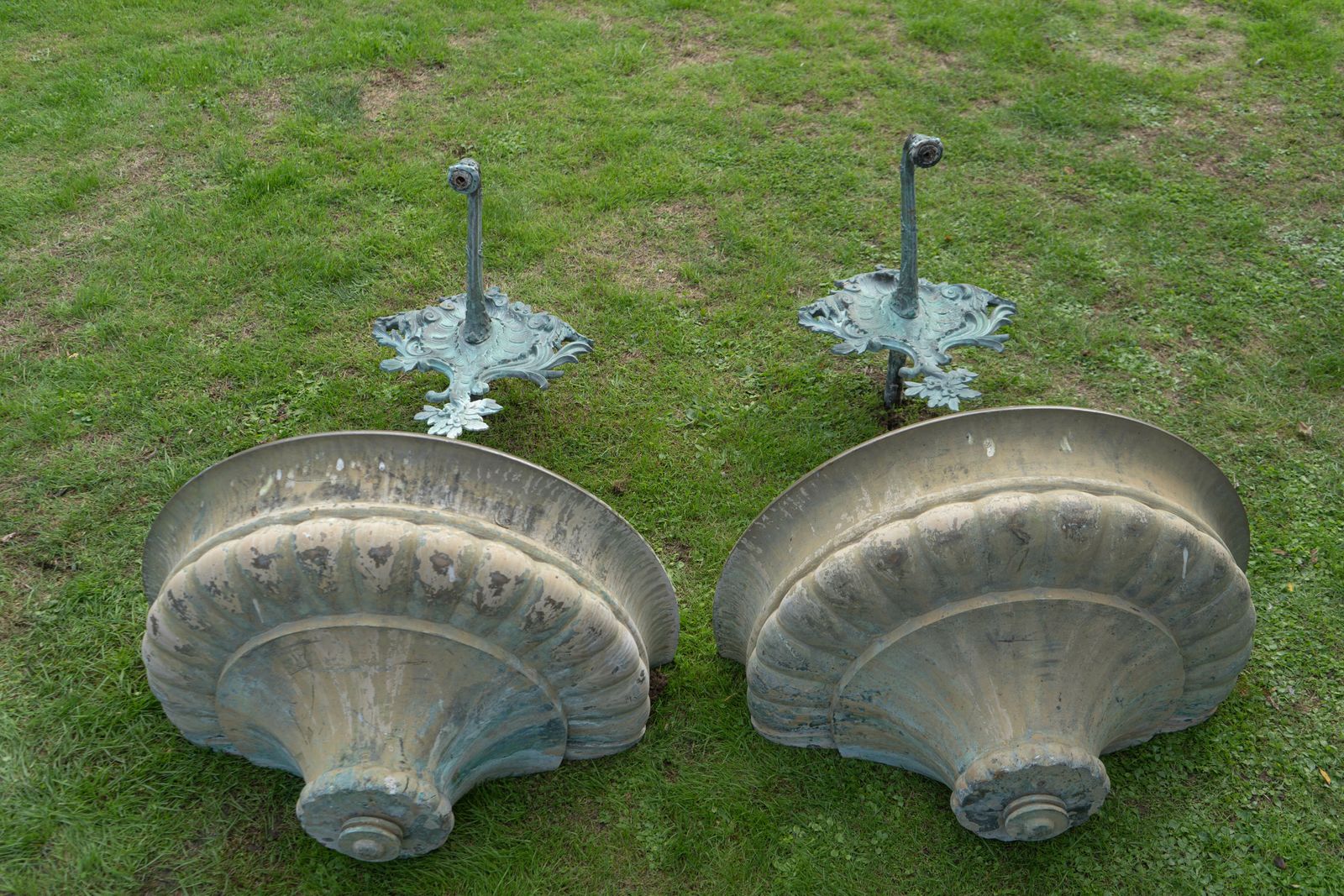 Large French Wall Bronze Fountains