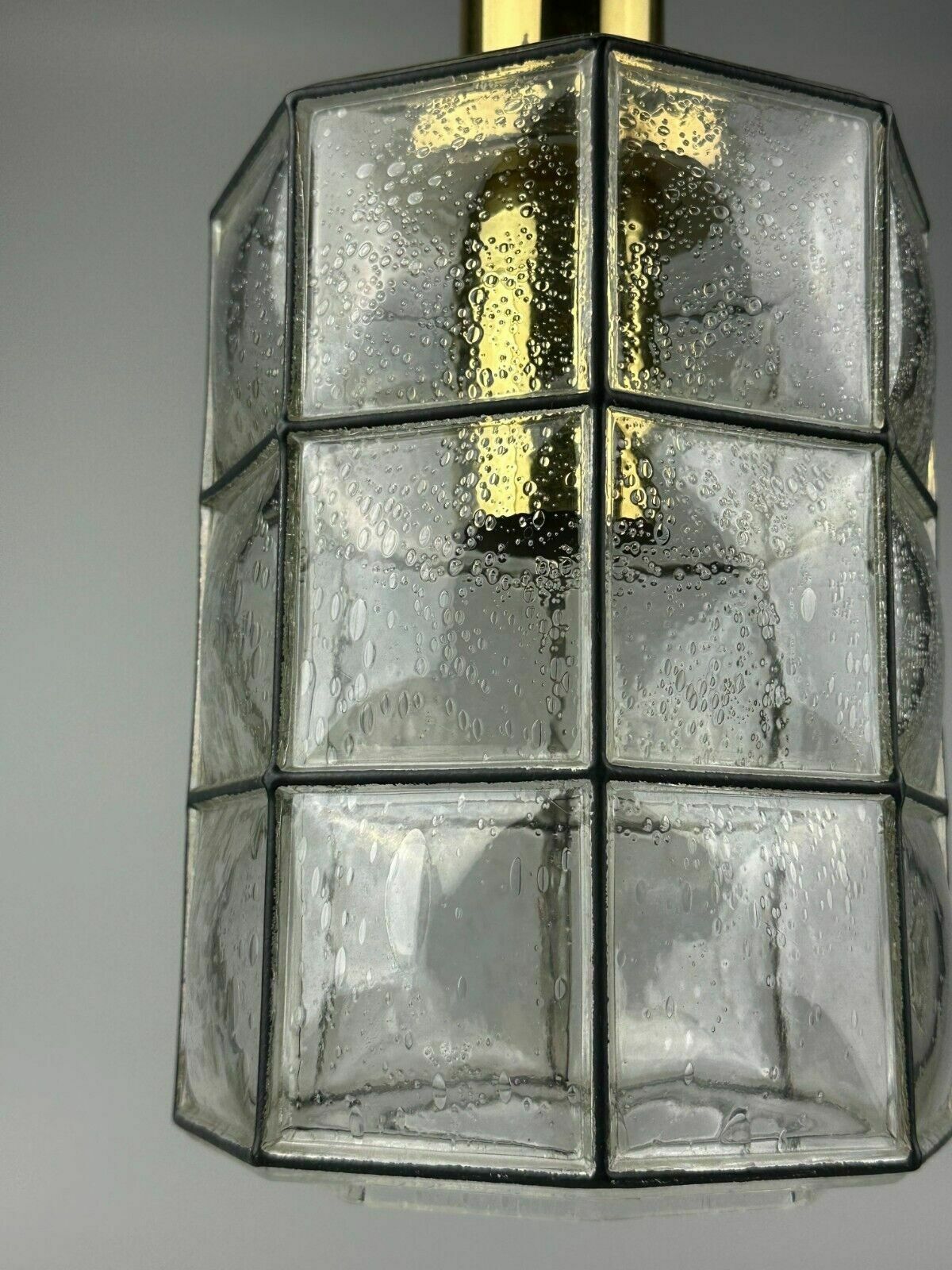 Lighting 60s 70s Ceiling Lamp Glashütte Limburg Germany Glass & Brass Space Age photo