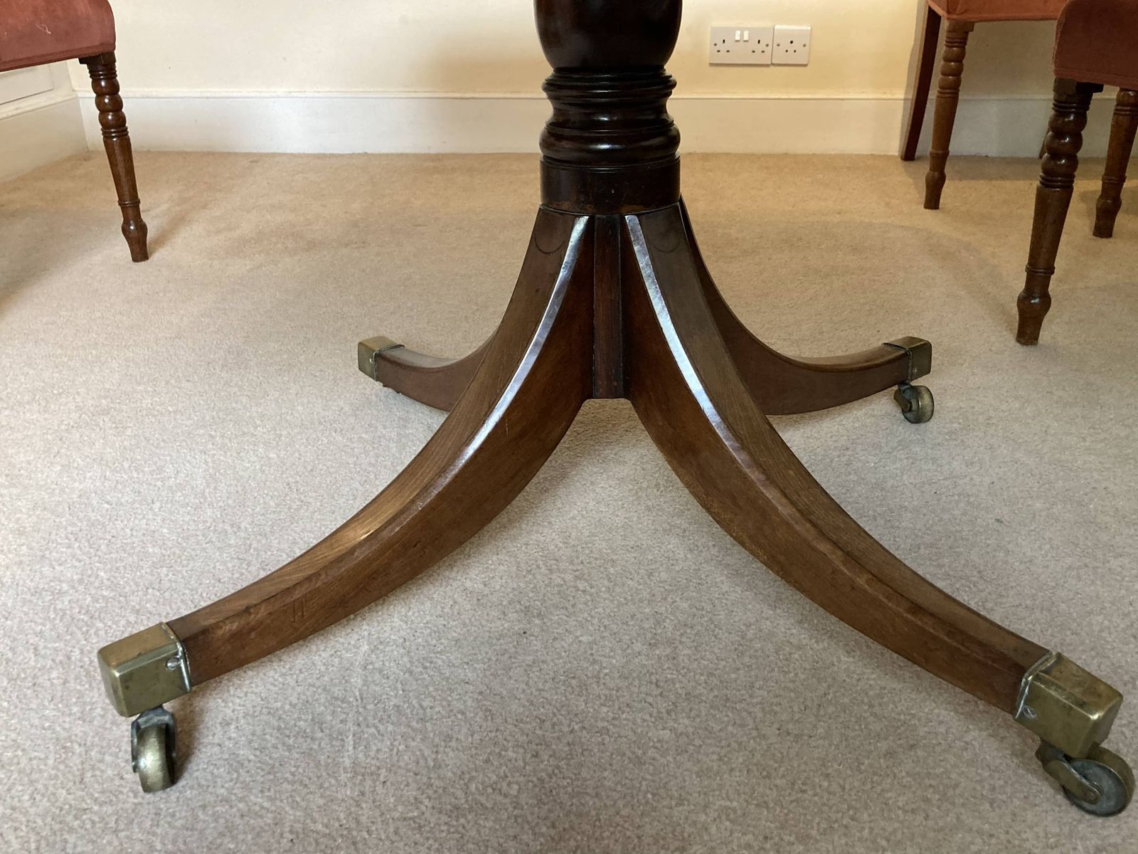 photo for sale Stunning English Georgian Regency Mahogany Dining Table Set And 6 Chairs