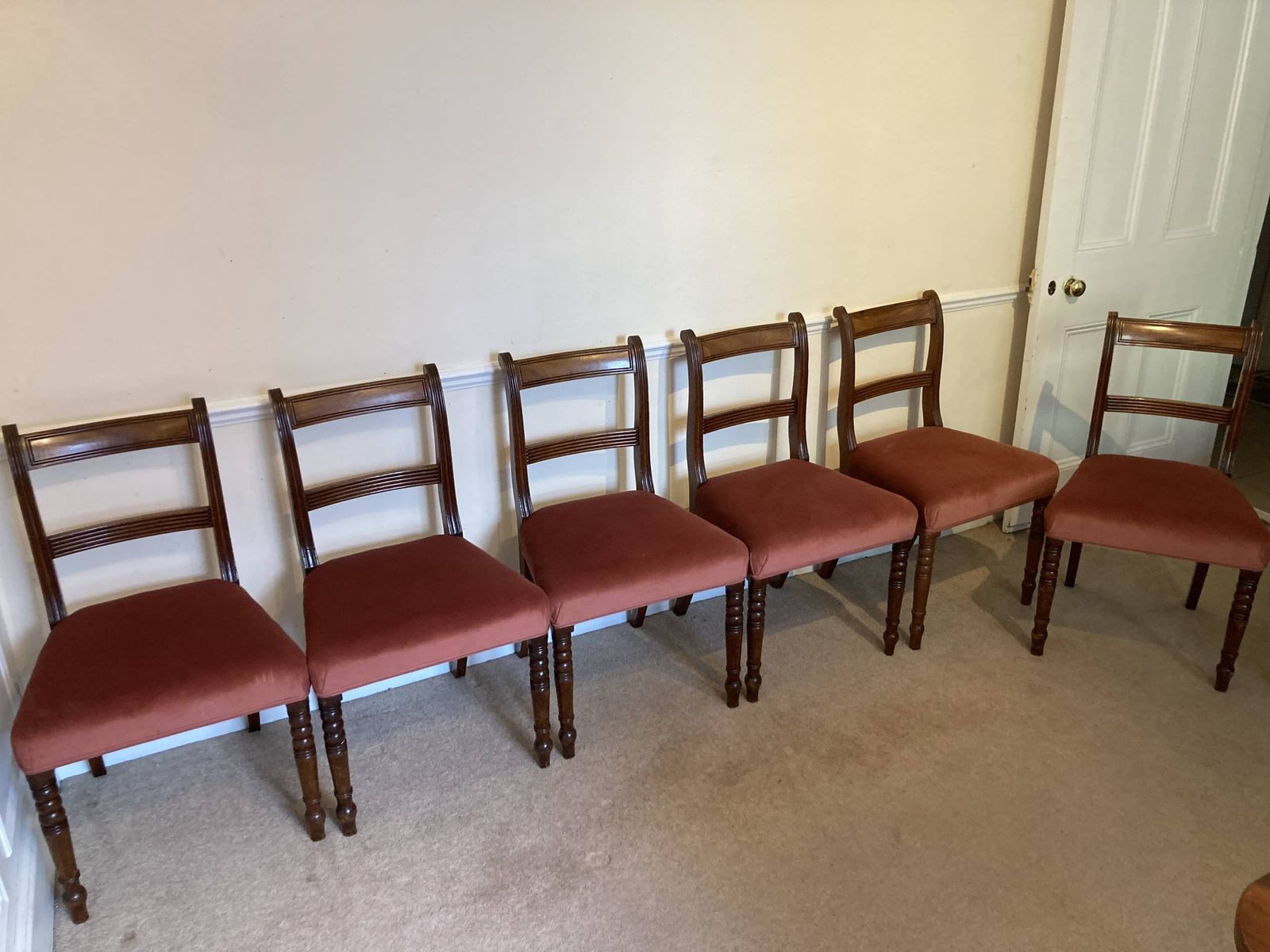 1199.0 Stunning English Georgian Regency Mahogany Dining Table Set And 6 Chairs photo