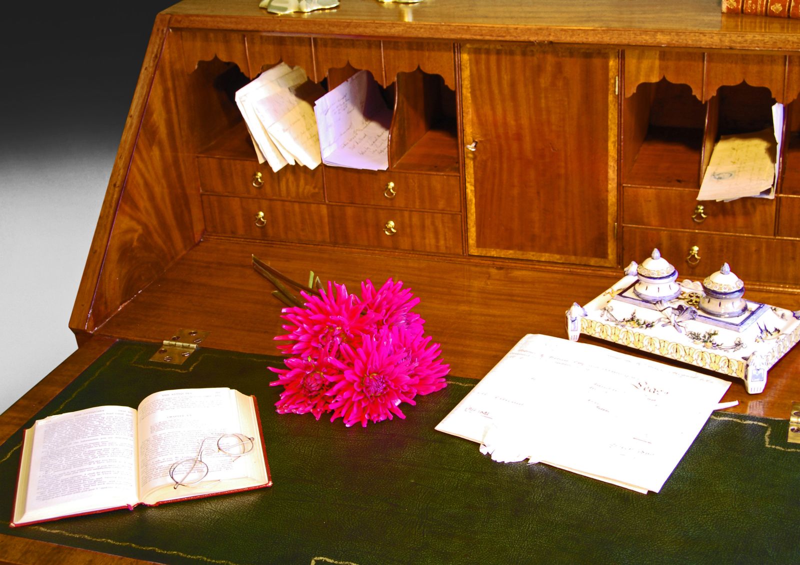 George III Mahogany And Burr Yewwood Bureau photo furniture