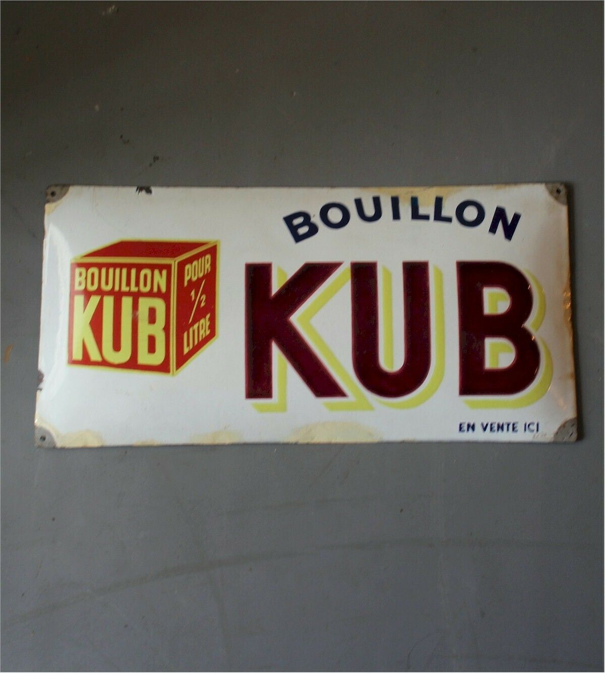 Bouilon Kub French Enamelled Advertising Sign photo Art