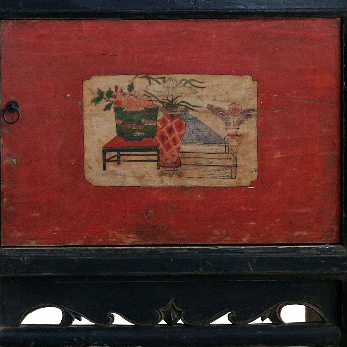 Red And Black Gansu Storage Cabinet photo Furniture