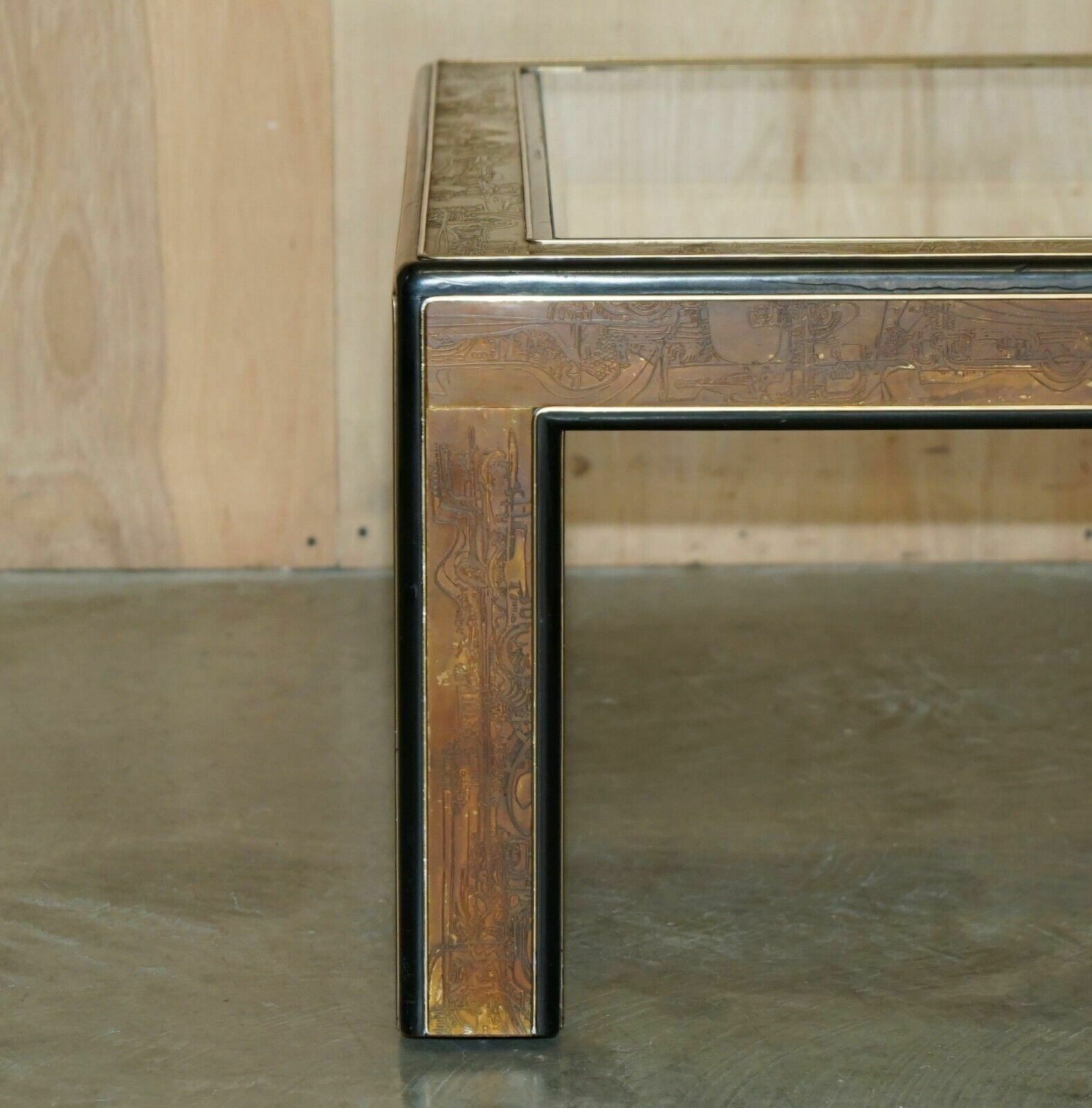 Mid Century Modern Bernhard Rohne Mastercraft Acid Etched Coffee Cocktail Table photo for sale